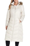 Gallery Long Quilted Parka With Faux Fur Trim In Peyote