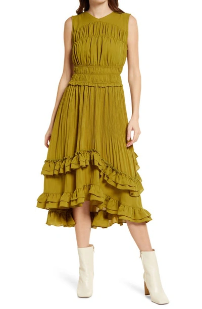 Amy Lynn Double Frill Sleeveless Dress In Green