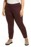 Eileen Fisher Stretch Ponte Knit Slim Ankle Pants In Dark Brownstone