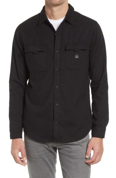Roark Diablo Classic Fit Stripe Water Repellent Snap-up Shirt Jacket In Black 2