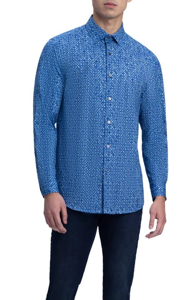 Bugatchi Regular Fit Tech Stretch Cotton Button-up Shirt In Classic Blue