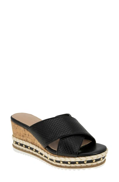 Bcbgeneration Habiana Faux Leather Wedge Sandal In Black ModeSens