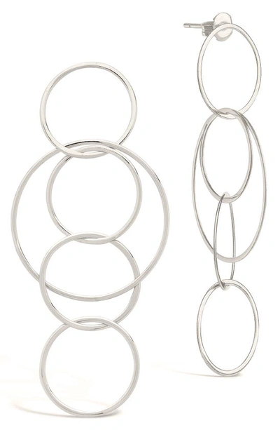 Sterling Forever Linked Hoop Drop Earrings In Silver