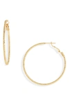 Nordstrom Demifine Textured Hoop Earrings In 14k Gold Plated