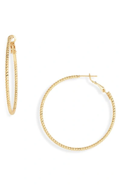 Nordstrom Demifine Textured Hoop Earrings In 14k Gold Plated