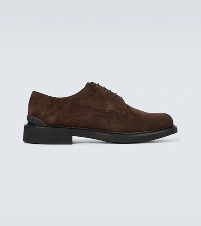 Tod's Suede Derby Shoes In Brown