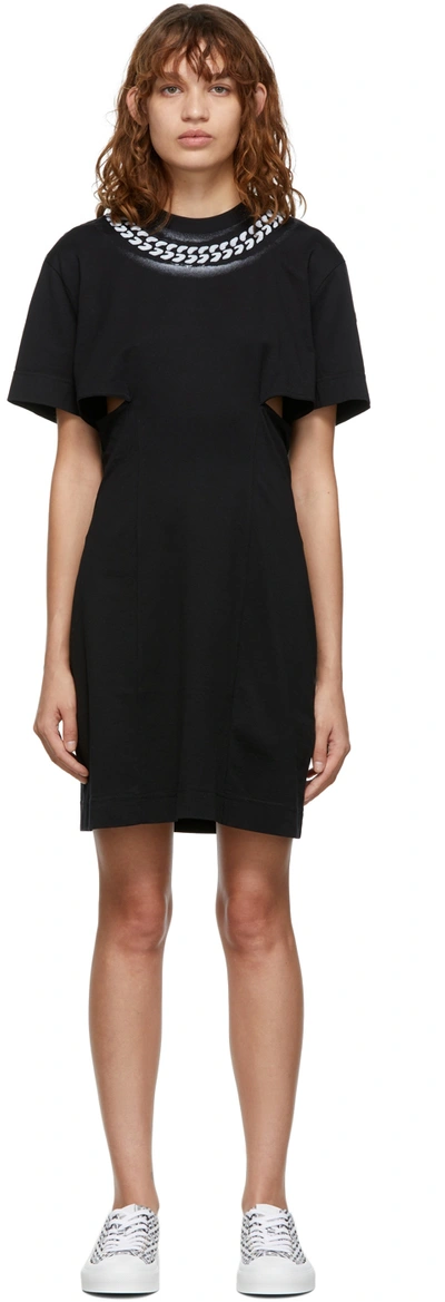 Givenchy Cutout Printed Cotton-jersey Mini Dress In Black