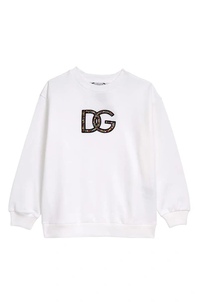 Dolce & Gabbana Kids' Girls White Diamanté Logo Sweatshirt