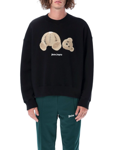 Palm Angels Bear-print Cotton Sweatshirt In Black