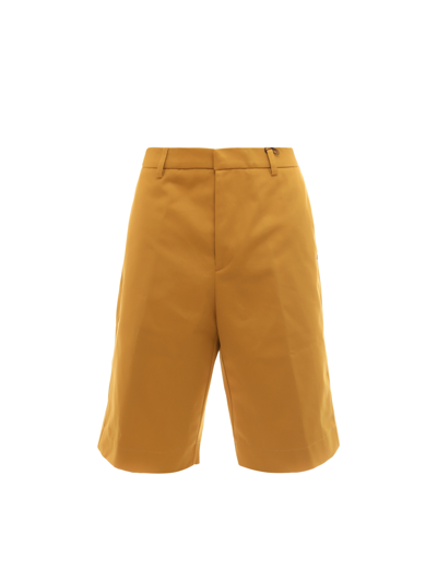 Etro High-waisted Cotton Bermuda Shorts In Yellow