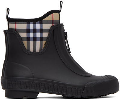 Burberry Vintage Check Rain Boots In Black