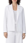 Eileen Fisher Petite Notched-lapel Open-front Ponte Blazer In White