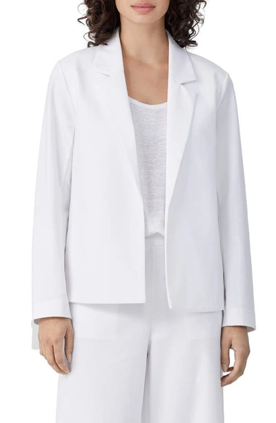 Eileen Fisher Petite Notched-lapel Open-front Ponte Blazer In White