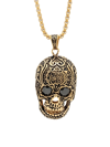 Anthony Jacobs Men's 18k Goldplated Stainless Steel & Black Simulated Diamond Skull Pendant Necklace In Gold Black