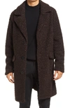 Karl Lagerfeld Men's Water-resistant Faux Shearling Fur Coat In Dark Chocolate