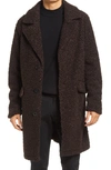 Karl Lagerfeld Men's Faux Shearling Top Coat In Dark Chocolate