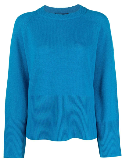 360cashmere Krystal Ribbed-knit Cashmere Top In True Blue