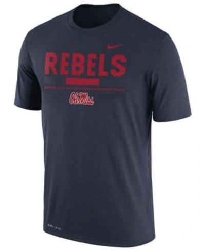 Nike Men's Ole Miss Rebels Legend Staff Sideline T-shirt In Navy