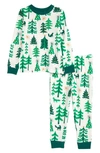 Nordstrom Babies' Family Fitted Two-piece Pajamas In Ivory Egret Mod Woods