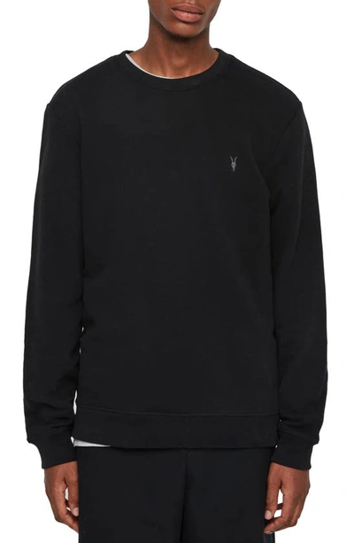 Allsaints Raven Slim Fit Crewneck Sweatshirt In Black