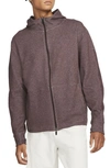 Nike Restore Dri-fit Full Zip Fleece Hoodie In Brown Basalt/ Heather/ Black