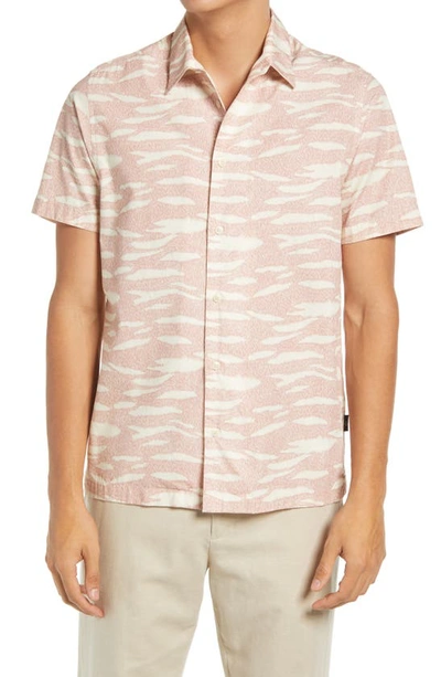 Ted Baker Extent Zebra Short Sleeve Button-up Shirt In Light Pink