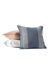 Coyuchi Sonoma Organic Cotton Pillow Cover In Aqua W/ Undyed Stripe