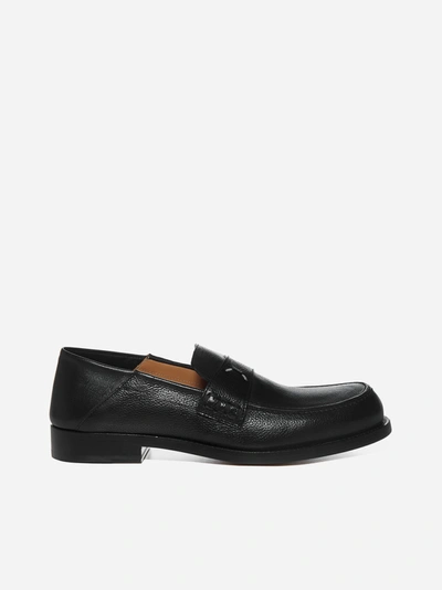 Maison Margiela Logo-stitch Leather Loafers In Black