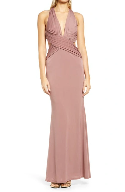 Katie May Secret Agent Criss-cross Gown In Ash Rose