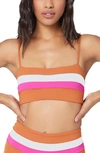 L*space Rebel Bikini Top In Orange/ Pink/ Cream