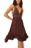 Free People Adella Slip Dress In Chocolate-brown