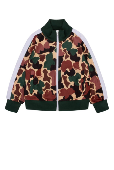 Palm Angels Kids' Camouflage-print Zipped Woven Track Top 8-12 Years In Green