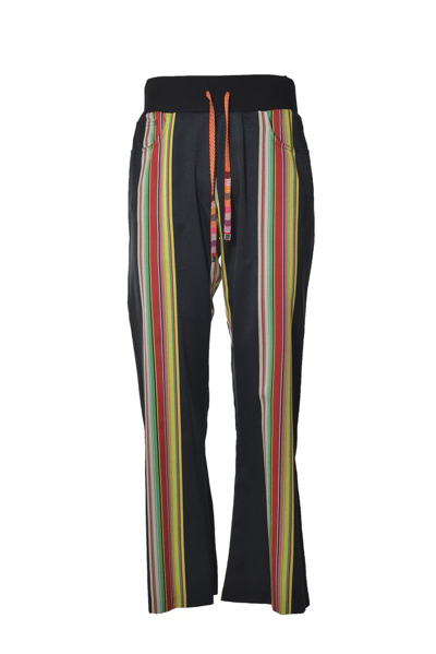 Etro Striped Drawstring Flare-leg Grosgrain Pants In Black