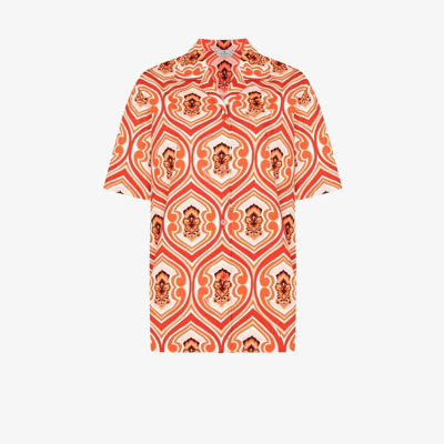 Etro Rocket Geometrical Printing Oversize Shirt In White,orange,red