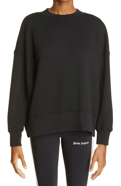 Palm Angels Classic Logo Cotton Jersey Sweatshirt In Black