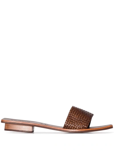 St Agni Evi Woven Leather-strap Sandals In Brown