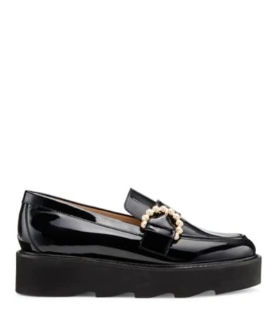 Stuart Weitzman Piper Superlift Pearly Patent Platform Loafers In Black