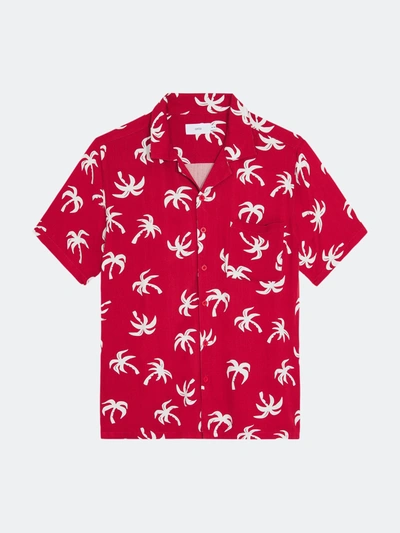 Onia Vacation Regular Fit Short Sleeve Shirt In Red