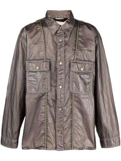 Diesel Metallic Shirt Jacket In Grey