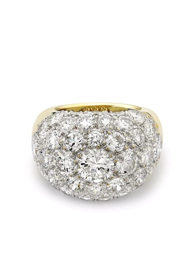 Pre-owned Mauboussin 1950s  18kt Yellow Gold Bombé Cocktail Diamond Ring