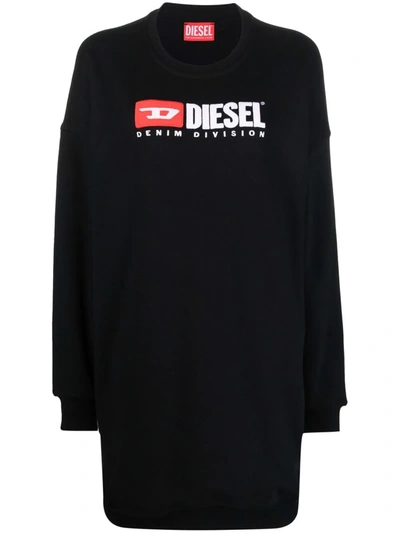 Diesel Logo-embroidered Sweatshirt Dress In Black