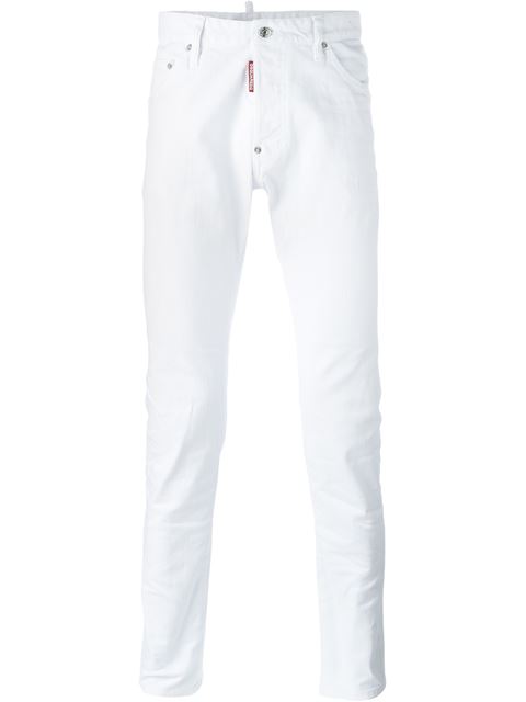 Dsquared2 Slim Garment Dyed Jeans In White | ModeSens