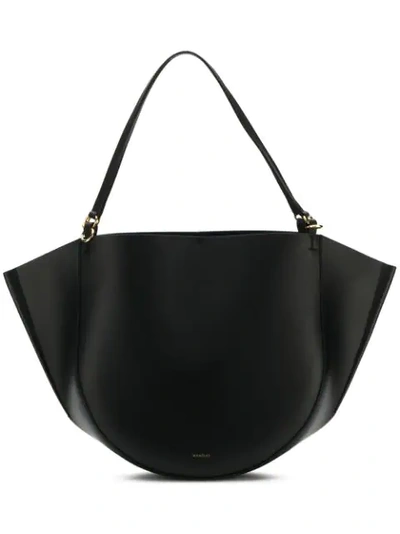 Wandler Double Handle Leather Mia Tote In Black