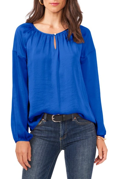 Vince Camuto Hammered Satin Blouse In Blue