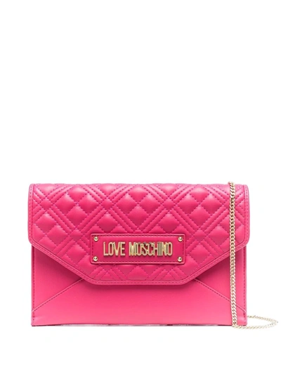 Love Moschino Quilted-panel Envelope Clutch In Pink | ModeSens