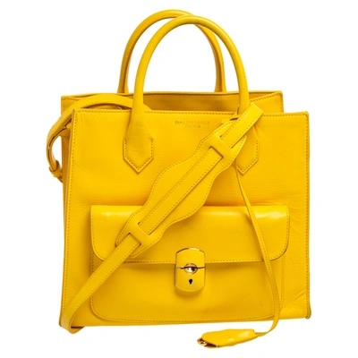 Pre-owned Balenciaga Yellow Leather Padlock All Afternoon Tote