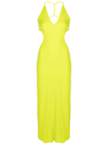 Dion Lee Rope Strap Halter Body-con Jersey Midi Dress In Acid Yellow