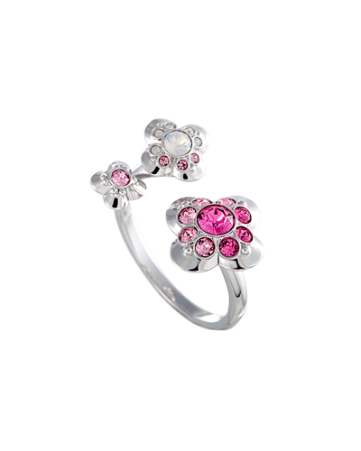 Swarovski Cherie Pink And Clear Crystal Open Flower Ring In Multi-color