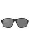 Oakley 58mm Polarized Rectangular Sunglasses In Matte Black/ Prizm Black