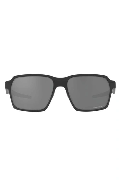 Oakley 58mm Polarized Rectangular Sunglasses In Matte Black/ Prizm Black